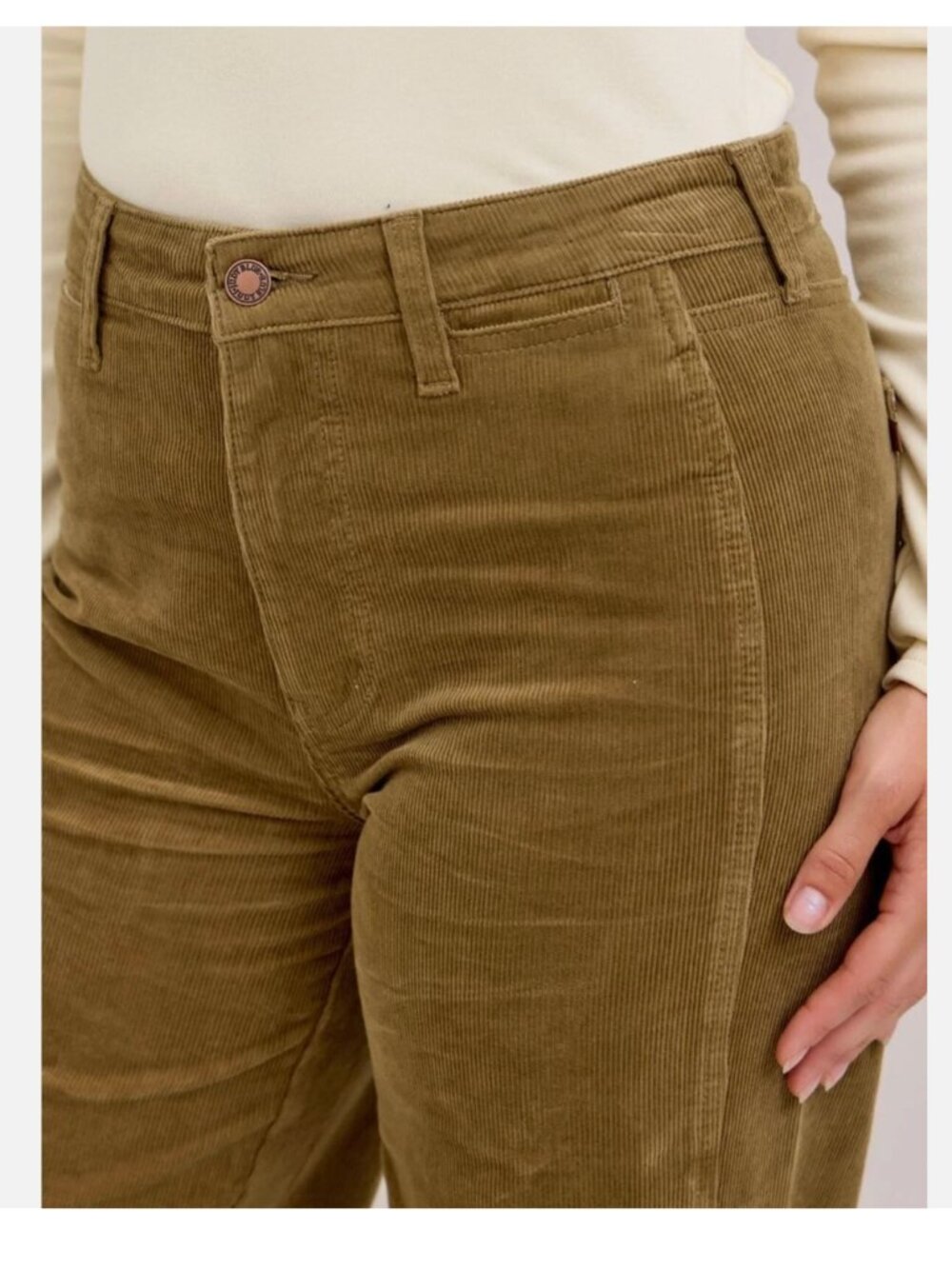 Judy Blue High Waist Olive Corduroy Retro Wide Leg Jeans Size 9/29 - Picture 5 of 16